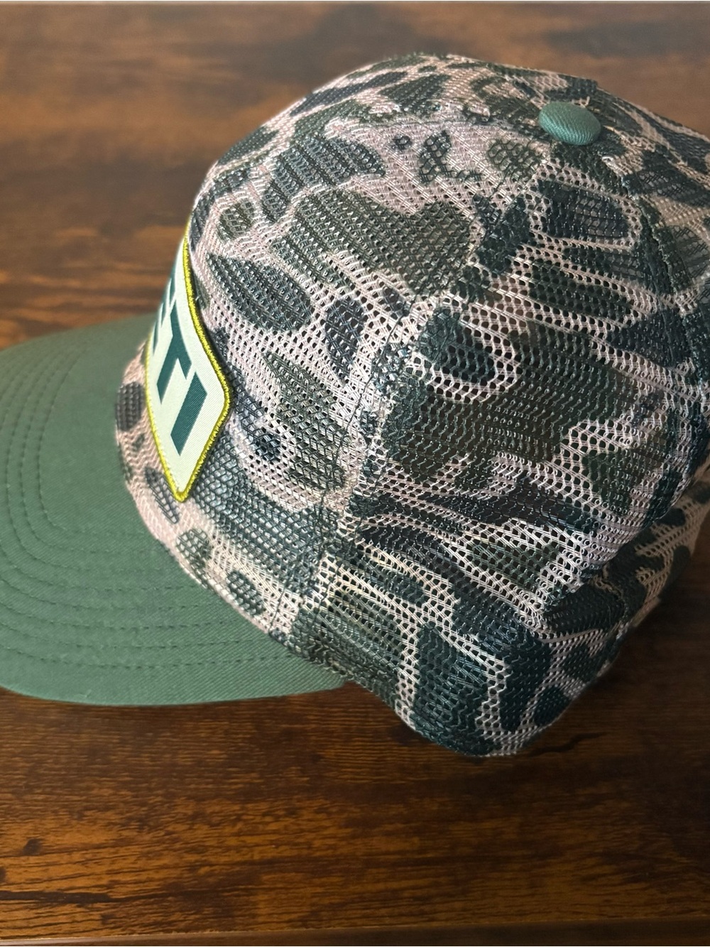 YETI Built For The Wild Trucker Hat Leopard Camo Green Brim Snapback Mesh OS - Picture 2 of 7